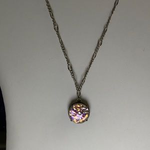 Harlequin Jelly Opal in Brass Setting and Chain